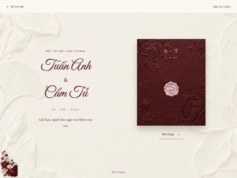 Bìa thiệp cưới Cẩm Tú