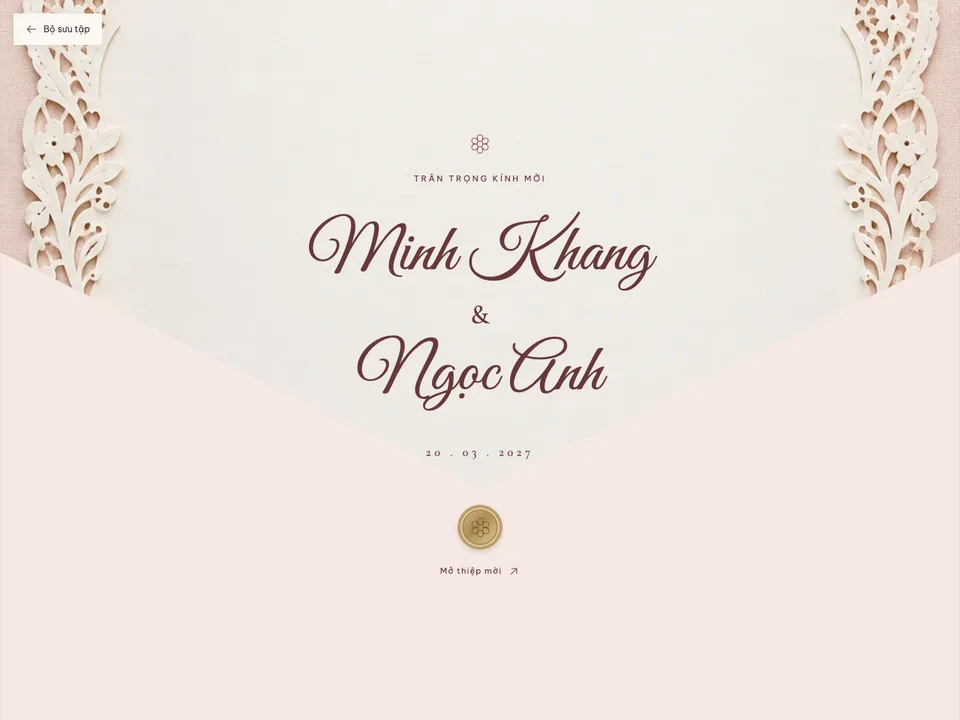 Bìa thiệp cưới Ren Ngà