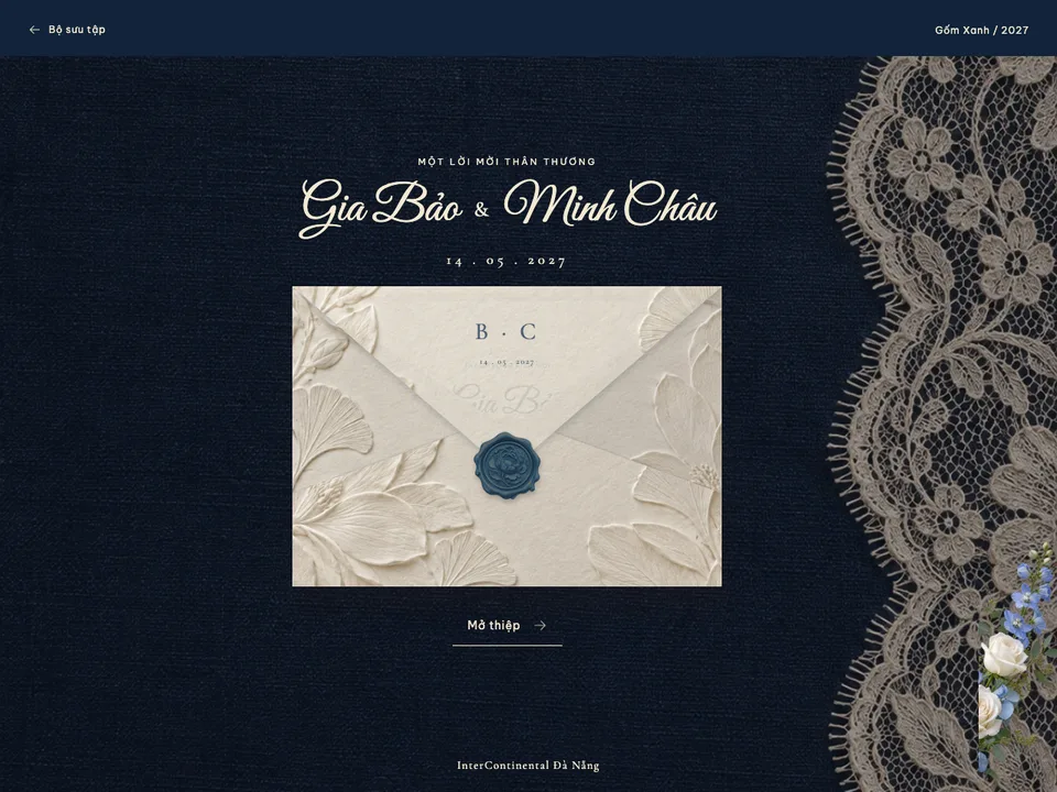 Bìa thiệp cưới Gốm Xanh