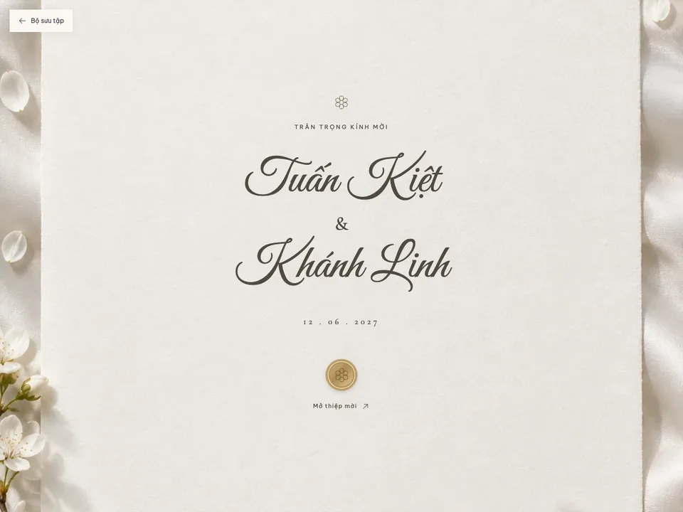 Bìa thiệp cưới Bạch Trà