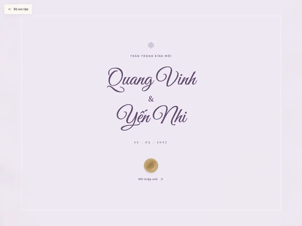 Bìa thiệp cưới Tử Đinh Hương